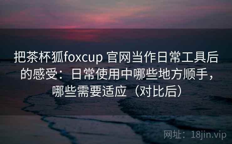 把茶杯狐foxcup 官网当作日常工具后的感受:日常使用中哪些地方顺手,哪些需要适应(对比后) 把茶杯狐foxcup 官网当作日常工具后的感受:日常使用中哪些地方顺手,哪些需要适应(对比后)